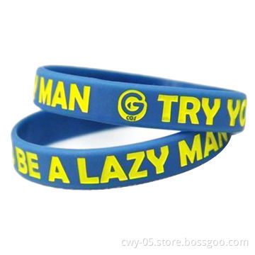 Debossed and filled in color silicone bracelets